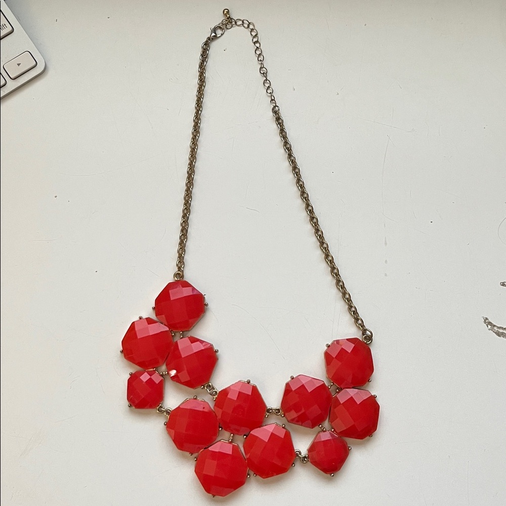 Bold Red/Orange  Statement Necklace